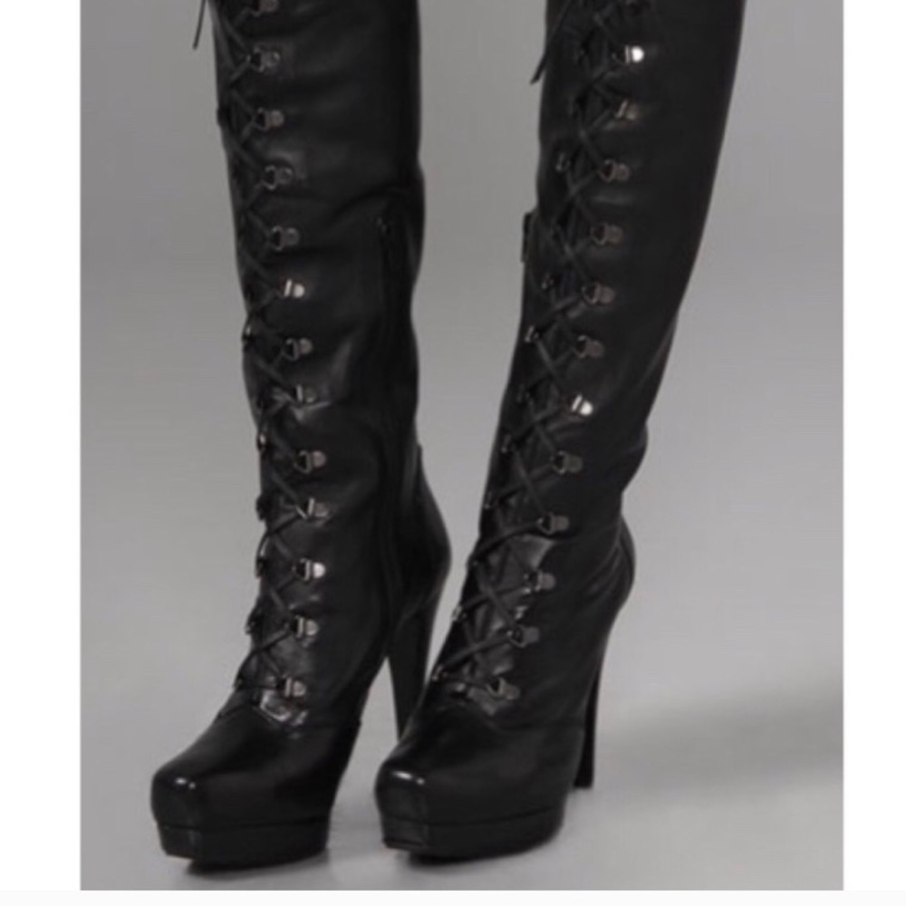COPY - COPY - Stewart Wiseman Black leather over the knee boot!